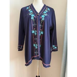 Embroidered Floral Cotton Cardigan Cottagecore Soft Girl Romantic L